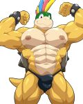  abs absurd_res anthro biceps big_muscles bracelet bulge clothing detailed_bulge flexing hi_res jewelry koopa koopaling lemmy_koopa maldu male mario_bros muscular muscular_male nintendo nipples pecs reptile scalie smile solo speedo spiked_bracelet spikes swimwear 