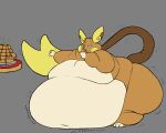  2023 5:4 alolan_form alolan_raichu alvro ambiguous_gender belly big_belly big_butt blue_eyes brown_body brown_tail butt butter chubby_cheeks creaking dairy_products digital_media_(artwork) flat_colors food huge_butt hyper hyper_belly hyper_butt immobile morbidly_obese navel nintendo obese onomatopoeia overweight pancake pokemon pokemon_(species) reaching_out reaching_towards_food regional_form_(pokemon) slosh sloshing_belly solo sound_effects tail text thick_tail weight_gain yellow_cheeks yellow_ears 