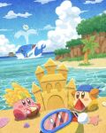  arms_up bandana bandana_waddle_dee beach blipper blowhole blue_bandana blue_eyes blue_sailor_collar blue_sky blush brown_eyes cloud cloudy_sky coconut coconut_cup commentary copy_ability crown day diving_mask drink drinking_straw english_commentary fatty_whale flower food fruit goggles grin highres horizon kirby kirby_(series) light_blush looking_at_viewer miclot neckerchief no_humans ocean on_ground outdoors palm_tree red_flower red_neckerchief sailor_collar sand sand_castle sand_kirby sand_sculpture scenery seashell shell sitting sky smile smoking_pipe squishy_(kirby) starfish teeth tree water watermelon watermelon_slice whale 