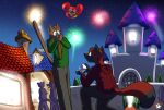  amusement_park anthro balloon blaze_wolf canid canine canis castle disney disney_parks domestic_cat duo excited felid feline felis fireworks inflatable jesse_cat magic_kingdom male mammal on_knee proposal reyn_goldfur walt_disney_world wolf 