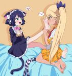  &lt;3 amber_eyes animal_humanoid barefoot bed black_hair blonde_hair blush bow_ribbon canid canid_humanoid canine canine_humanoid canis cat_humanoid cyan_hijirikawa dog_humanoid domestic_cat domestic_dog duo eyewear feet felid felid_humanoid feline feline_humanoid felis female female/female foot_fetish foot_lick foot_play furniture glasses goth gothic_lolita green_eyes hair hi_res humanoid licking lolita_(fashion) long_hair maid_headdress mammal mammal_humanoid nervous open_mouth retoree_(show_by_rock!!) sanrio short_hair show_by_rock!! starevolet tongue tongue_out tope twintails_(hairstyle) 