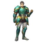  1boy armor beard black_eyes black_hair chainmail facial_hair fire_emblem fire_emblem:_the_sacred_stones fire_emblem_heroes gilliam_(fire_emblem) leg_armor looking_at_viewer official_art pants raised_fist shoulder_armor solo v-shaped_eyebrows white_background 