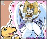  agumon anthro bandai_namco breasts digimon digimon_(species) digimon_adventure duo egyptian female humanoid male male/female nefertimon nobinobisochin white_body wings 