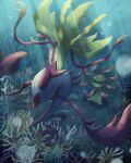  absurdres alternate_color animal_focus commentary_request coral_reef cradily dappled_sunlight dragalge highres kelp no_humans pokemon pokemon_(creature) red_eyes shiny_pokemon sunlight tail tentacles underwater yellow_eyes yu_(pocketsun636) 