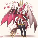  absurd_res anthro auveiss capcom claws clothed clothing digital_media_(artwork) dragon elder_dragon female fur hi_res horn malzeno membrane_(anatomy) membranous_wings monster_hunter scalie simple_background solo tail wings 