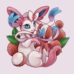  food fruit leaf lychee pokemon pokemon_(creature) simple_background sushiartstudio sylveon white_background 