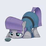  1:1 2023 aquaticvibes bangs boulder_(mlp) clothing digital_media_(artwork) dock ear_tuft earth_pony equid equine eyeshadow feral fetlocks friendship_is_magic fur grey_body grey_fur hair half-closed_eyes hasbro hi_res hooves horse looking_down makeup mammal mane maud_pie_(mlp) my_little_pony narrowed_eyes pony purple_eyeshadow purple_hair purple_mane purple_tail rock smile tail tuft 