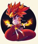  1girl blaze_the_cat cat_girl cat_tail china_dress chinese_clothes closed_eyes dragon dress eastern_dragon eyelashes fang fire flame_print forehead_jewel furry furry_female gloves hair_ornament highres jewelry ponytail purple_fur pyrokinesis red_footwear rosynightd sonic_(series) tail 