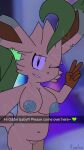  aleafyoddie anthro chubby_female eeveelution female fur generation_4_pokemon gesture green_eyes green_nipples hanako_kagura_(aleafyoddie) hi_res leafeon looking_at_viewer nintendo nipples one_eye_closed pokemon pokemon_(species) slightly_chubby snapchat solo tan_body tan_fur v_sign wink winking_at_viewer 