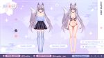  1girl absurdres animal_ear_fluff animal_ears bare_arms bare_legs bare_shoulders barefoot bikini black_choker black_skirt blue_eyes blue_shirt blue_thighhighs bow breasts cherry_blossoms choker cleavage closed_mouth collarbone feet flower fox_ears fox_girl fox_tail frilled_shirt frills full_body gradient_eyes grey_hair hair_bow hair_flower hair_ornament halterneck high-waist_skirt highres indie_virtual_youtuber kaioura large_breasts large_tail long_hair looking_at_viewer miniskirt mismatched_bikini multicolored_eyes navel no_shoes off-shoulder_shirt off_shoulder pink_flower purple_bikini ringeko-chan second-party_source shirt shirt_tucked_in side-tie_bikini_bottom skirt smile solo standing stomach string_bikini swimsuit tail thighhighs thighs toes twintails very_long_hair virtual_youtuber yuniiho zettai_ryouiki 