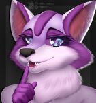  anime_style anthro canid canine canis eyes female fur headshot_(disambiguation) invalid_tag mammal smile smirk solo tenkelly tongue wolf 