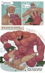  abs absurd_res biceps bodily_fluids devince2911 duo elf fangs genital_fluids genitals hi_res humanoid humanoid_pointy_ears male male/male muscular muscular_humanoid muscular_male orc pecs penis precum red_body red_skin size_difference teeth vein veiny_penis 