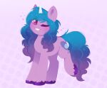  &lt;3 2021 absurd_res adostume_(artist) blue_hair blue_mane blue_tail cutie_mark digital_media_(artwork) equid equine female feral fur hair hasbro hi_res hooves horn izzy_moonbow_(mlp) leg_tuft mammal mane mlp_g5 multicolored_hair multicolored_mane my_little_pony one_eye_closed purple_body purple_eyes purple_fur purple_hair purple_hooves purple_mane purple_tail solo tail tuft two_tone_hair two_tone_mane two_tone_tail unicorn wink 