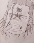  1boy absurdres crocodile_(one_piece) highres non-web_source one_piece scar scar_on_face traditional_media 