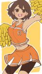  1girl absurdres cheerleader dark-skinned_female dark_skin doroidsan genderswap genderswap_(mtf) highres kel_(omori) omori orange_footwear orange_shorts pom_pom_(cheerleading) shorts 