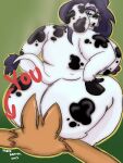  anthro big_breasts big_butt bovid bovine breasts butt cattle duo facesitting female hi_res male mammal mana_hannah sitting_on_another thick_thighs 