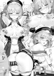  1boy 1girl anus armpits arms_behind_head arms_up ass azur_lane back bar_censor bare_shoulders blush breasts breasts_out censored doggystyle from_behind gloves greyscale hair_bun half-closed_eyes half_gloves hat heart hetero highres leipzig_(azur_lane) medium_breasts monochrome motion_blur multiple_views nipple_tweak nipples panties panty_pull penis pontaro18 pussy pussy_juice sex sex_from_behind short_hair single_hair_bun single_side_bun speech_bubble speed_lines spoken_heart sweat testicles thighhighs trembling underwear vaginal 