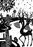  16_eyes 2014 2_heads 2_horns 4_horns 8_eyes ambiguous_gender antlers bent_leg black_and_white black_text cactus character_request cloven_hooves desert digital_drawing_(artwork) digital_media_(artwork) disembodied_eyes english_text feral fur hi_res hooves horn long_neck monochrome multi_eye multi_head multi_horn plant pupils quadruped restricted_palette road scut_tail short_tail silhouette simple_background sky solo sound_wave standing star starry_sky street_sign sunnyclockwork tail text welcome_to_night_vale white_background 