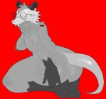  anthro big_breasts big_butt breasts butt desamistesae_fafratarello_flumendo_styx didelphid eyewear eyewear_only female glasses glasses_only grey_body mammal marsupial nipple_piercing nipples nude piercing sharp_teeth skinnypepperoni solo teeth virginia_opossum 