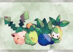  :o animal_focus blue_skin checkered_background closed_eyes colored_skin commentary_request green_background green_skin hanabusaoekaki highres hoppip leaf letterboxed no_humans oddish olive petilil pink_skin pokemon pokemon_(creature) sitting sleeping smoliv solid_circle_eyes solid_oval_eyes wavy_mouth 