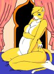  anthro belly big_breasts breasts chest_tuft danellz eyes_closed featureless_breasts felid female fur hair lion mammal marissa_(marissa) multicolored_body multicolored_fur pantherine pregnant solo tuft two_tone_body two_tone_fur white_body white_fur yellow_body yellow_fur 