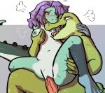  anthro breast_grab breast_lick breast_play breasts chair_position crocodile crocodilian crocodylid dubindore duo female female_penetrated from_behind_position green_body green_scales hair hand_on_breast hi_res leg_grab licking male male/female male_penetrating male_penetrating_female nipples non-mammal_breasts non-mammal_nipples open_mouth penetration penile penile_penetration penis_in_pussy purple_hair red_eyes reptile scales scalie sex sharp_teeth smile spiked_tail spikes spikes_(anatomy) spread_legs spreading teeth tongue tongue_out vaginal vaginal_penetration 