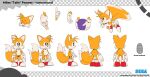 absurdres ball blue_eyes character_profile closed_eyes closed_mouth flying fox_boy fox_tail frown gloves highres holding holding_another&#039;s_wrist holding_ball laughing multiple_tails multiple_views official_art red_footwear reference_sheet sega serious shoes smile sonic_(series) sonic_dream_team tail tails_(sonic) turnaround tyson_hesse white_gloves 