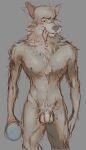  absurd_res anthro balls blush bodily_fluids body_hair canid canine canis epic_games flaccid fortnite genitals hair happy_trail hi_res humanoid looking_away male mammal messy_hair muscular nipples pecs penis pubes realistic_penis_size ribs saliva saliva_on_tongue sightsear skinny slurp_juice solo tongue tongue_out wendell_(fortnite) wolf yellow_eyes 
