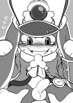  absurd_res ambiguous_gender anthro balls blush bodily_fluids bottomless clock clothed clothing cravat duo emanata genitals greyscale half-erect hands_on_legs hands_on_thighs hat headgear headwear hi_res honkai_star_rail lagomorph looking_down_at_penis male male/ambiguous mammal mihoyo monochrome penis pocketwatch pom-pom_(honkai_star_rail) saku1saya solo_focus sweat sweatdrop tears watch 