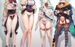  4girls absurdres aia_amare black_jacket black_panties bra breasts cardigan ceres_fauna clothes_lift finana_ryugu finger_to_mouth garter_belt green_panties grey_hair head_out_of_frame highres hololive hololive_english jacket kuroi_suna lace-trimmed_skirt lace_trim large_breasts lifted_by_self long_hair long_sleeves millie_parfait multiple_girls nijisanji nijisanji_en open_cardigan open_clothes orange_cardigan panties pantyhose parted_lips plaid plaid_skirt presenting_panties shirt shushing side-tie_panties skirt skirt_lift standing striped striped_thighhighs suspender_skirt suspenders thigh_strap thighhighs underwear white_pantyhose white_shirt white_thighhighs 