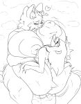  &lt;3 anthro big_breasts big_butt blush bodily_fluids breast_play breasts butt duo female genitals hi_res huge_breasts larger_male male male/female mammal monochrome penis sex size_difference sweat thick_thighs titfuck tongue tongue_out xaveknyne 