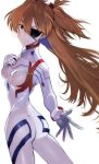  1girl ass blue_eyes bodysuit breasts brown_hair cleavage evangelion:_3.0+1.0_thrice_upon_a_time eyepatch highres interface_headset long_hair looking_at_viewer medium_breasts neon_genesis_evangelion plugsuit rebuild_of_evangelion souryuu_asuka_langley yagisawa_teru 