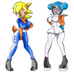  activision alpha_channel anthro big_breasts blonde_hair blue_hair blush breast_grab breasts brown_eyes chaoscroc clothing crash_bandicoot_(series) crotch_rub dress duo eyewear female glasses green_eyes hair hand_on_breast hi_res human human_to_anthro isabella_bandicoot jumpsuit mammal megumi_bandicoot rubber self_grope simple_background species_transformation tight_clothing transformation transparent_background 
