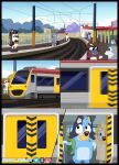  absurd_res anthro bluey_(series) bluey_heeler canid canine comic fan_character female group hi_res male mammal nate_drawzz train vehicle 