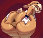  anthro anus big_butt bottomless butt chipchell clothed clothing female genitals hi_res huge_butt lagomorph leporid lola_bunny looney_tunes mammal pussy rabbit solo spread_butt spreading thick_thighs warner_brothers 