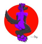  absurd_res anthro bean big_butt butt canid canine dark_body dark_fur darkfox feet fox fur hair hi_res ltzodd male mammal nude purple_body purple_fur solo yellow_eyes 