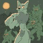  after_transformation ambiguous_gender animated anthro butt canid canine canis clapping clothing forest group looking_back mammal moon plant potvoheu2 smile star tail tail_motion tailwag torn_clothing tree were werecanid werecanine werewolf wolf 