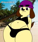  anthro bdoggo264 bdoggo_(artist) bdoggo_the_beagle beagle bikini bikini_bottom bikini_top brown_ears canid canine canis clothing domestic_dog hunting_dog male mammal photo_background photography_(artwork) scent_hound solo swimwear thick_thighs yellow_body 