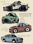  artist_name aston_martin aston_martin_db12 cadillac cadillac_ct6 car chibi english_commentary from_side highres lamborghini lamborghini_huracan lucid_air making-of_available motor_vehicle no_humans original simple_background vehicle_focus vehicle_name will_pierce 