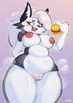  absurd_res anthro big_breasts breasts burger curvaceous curvy_figure female food genitals helluva_boss hi_res loona nipples overweight pinup pose pussy solo thick_thighs ursk voluptuous wide_hips 