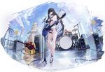  3girls azur_lane bikini black_bikini black_choker black_footwear black_hair blue_hair breasts choker chyan coat colorado_(azur_lane) colored_inner_hair drum drum_set drumsticks ear_piercing electric_guitar from_below guitar highres holding holding_drumsticks holding_instrument instrument large_breasts long_hair manjuu_(azur_lane) maryland_(azur_lane) mask mask_pull microphone microphone_stand mouth_mask multicolored_hair multiple_girls off_shoulder official_alternate_costume official_art palm_tree piercing purple_eyes red_bikini red_eyes red_hair reflective_floor shoes speaker sunglasses swimsuit thigh_strap tree west_virginia_(azur_lane) west_virginia_(retrofit)_(azur_lane) west_virginia_(scenic_rhapsody)_(azur_lane) white_bikini white_coat white_hair 