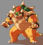  2022 absurd_res anthro bowser claws hair hi_res horn koopa male mario_bros nintendo open_mouth orange_hair ratf scalie shell simple_background solo spikes yellow_body 