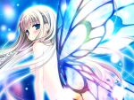  1girl blonde_hair blue_eyes blush butterfly_wings long_hair looking_at_viewer lump_of_sugar nude prism_rhythm sparkle wings 