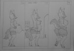  2021 alexis-01 anthro big_breasts breast_growth breasts canid canine canis comic digestion digestion_sequence english_text female fur green_eyes grey_body grey_fur growth mammal nipples ribbon_(bowhuskers) solo text traditional_media_(artwork) vore weight_gain wolf 