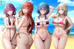  absurdres beach bikini blonde_hair breasts cleavage ddg3420 highres himeko_(honkai:_star_rail) honkai:_star_rail honkai_(series) kafka_(honkai:_star_rail) light_purple_hair natasha_(honkai:_star_rail) red_hair serval_landau sexy_beach swimsuit 