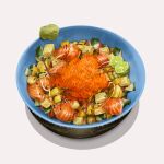  bowl food food_focus highres lefty_lai no_humans original roe shadow simple_background still_life vegetable white_background 