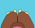  ambiguous_gender anthro brown_body bunnywons digital_media_(artwork) first_person_view fur generation_4_pokemon hi_res lagomorph lopunny mammal nintendo nude pink_nose pixel_(artwork) pokemon pokemon_(species) simple_background solo 