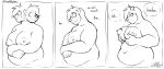  2023 absurd_res anthro areola artist_name bear big_breasts blush bodily_fluids breasts crossgender dialogue english_text female fiercedeitylynx fingers hair hi_res looking_down mammal marlon_(fiercedeitylynx) monochrome motion_lines mtf_crossgender navel nipples overweight overweight_anthro overweight_female signature solo speech_bubble sweat sweatdrop text 