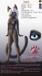  absurd_res anthro black_body black_fur blue_eyes breasts digital_media_(artwork) ears_up english_text felid feline female ferrn fur genitals grey_nose hair hi_res mammal model_sheet nipples nude pantherine pawpads paws pussy simple_background smile solo standing tail teenager text toshi_(ferrn) white_background white_hair young 