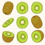  commentary food food_focus fruit kiwi_(fruit) kiwi_slice kohei_nakaya no_humans original simple_background still_life white_background 